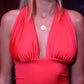 HAUNT COUTURE HANDMADE: Red halter neck plunge top