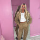 Taupe ruched sleeve tracksuit