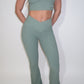 GYM GIRL ERA EXCLUSIVE Sage green sculpt V waist flared bottoms