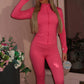 Pink Zip up jacket and leggings set