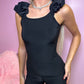 Luxury black ruffle top