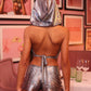 HAUNT COUTURE HANDMADE: Space metallic hooded top and shorts set