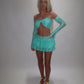 LIMITED EDITION HAND MADE AND DESIGNED IN HOUSE: Blue frilly Rara skirt top and sleeves three piece