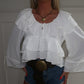 White Cropped Ruffle Blouse