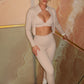 Beige Active-wear 3 piece Jacket, sports bra and leggings