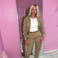 Taupe ruched sleeve tracksuit