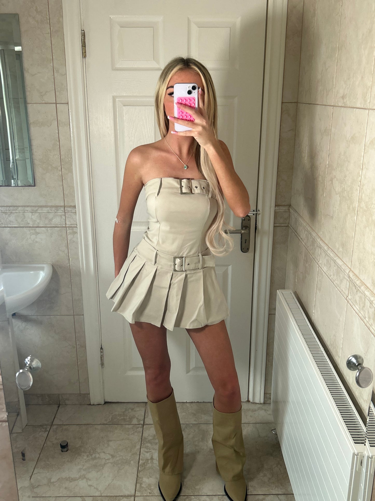 Belted Pleated Cargo Playsuit