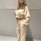Beige Acid wash wide leg tracksuit