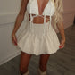 Beige Shirred High Waist Bubble Skirt