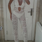 White lace cut out jumpsuit