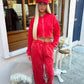 Red Acid wash wide leg tracksuit