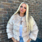 Luxury Cream Faux fur 3/4 length sleeve fur coat