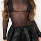 Black sparkle 2 piece mesh sleeve dress