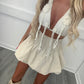 Beige Shirred High Waist Bubble Skirt