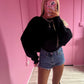 Black Cropped wrap jumper