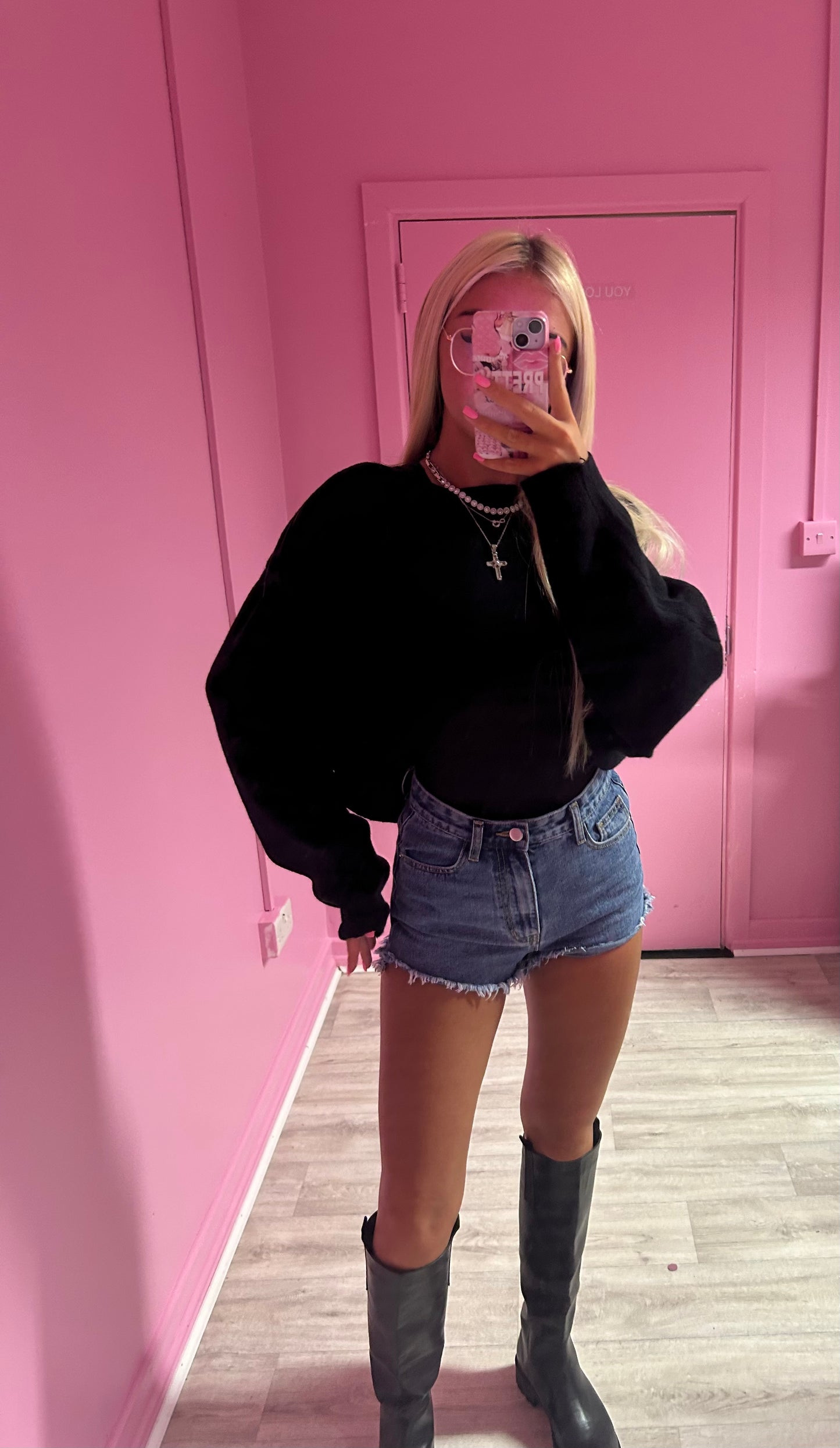 Black Cropped wrap jumper