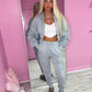 Grey ruched sleeve tracksuit