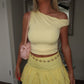 Butter yellow Puffball Hem Mini Skirt