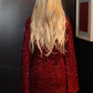 Burgundy flared sleeve dress