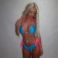 LIMITED EDITION HAND MADE AND DESIGNED IN HOUSE: Tribal blue and pink bikini