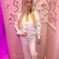 Grey plush wide leg tracksuit