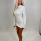 White Sequin flared sleeve mini dress