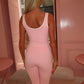 Pink v waist gym co-ord
