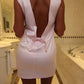 ‘Priscilla’ pink satin open back bow dress