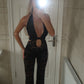 Black lace cut out jumpsuit