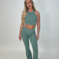 GYM GIRL ERA EXCLUSIVE Sage green sculpt V waist flared bottoms