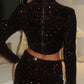Dark brown sequins top