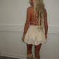 Beige Shirred High Waist Bubble Skirt