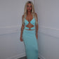 Blue butterfly cut out dress