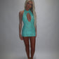 LIMITED EDITION HAND MADE AND DESIGNED IN HOUSE: ‘Aura’ blue lace dress