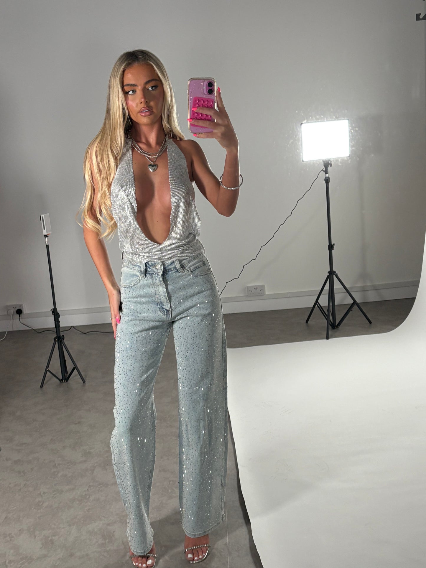 Diamond embellished jeans