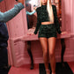 Green sequins shorts