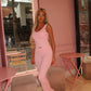 Pink v waist gym co-ord