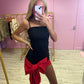 Black and red bow front mini dress