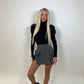 Black high neck puff sleeve ribbed jumper