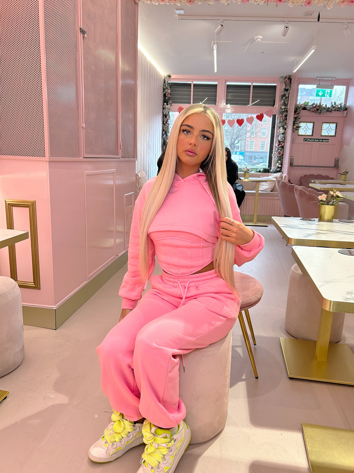 Pink 3 piece tracksuit and corset top
