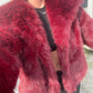 Luxury Wine faux fur lapel jacket