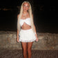 LIMITED EDITION HAND MADE AND DESIGNED IN HOUSE: White shimmer frilly Rara skirt co-ord