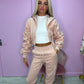 Blush pink ruched sleeve tracksuit