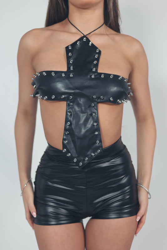 Leather pvc shorts