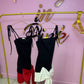Black and red bow front mini dress