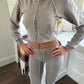 Taupe cropped zip hoodie and bell bottom trouser set