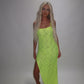 LIMITED EDITION HAND MADE AND DESIGNED IN HOUSE: Neon yellow Split leg dress