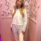 Off white Eyelet Lace Up Detail Hoodie & Jogger Fleece tracksuit
