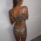Leopard print sequins top and skirt co-ord