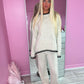 Contrast knitted jumper and wide leg trouser set